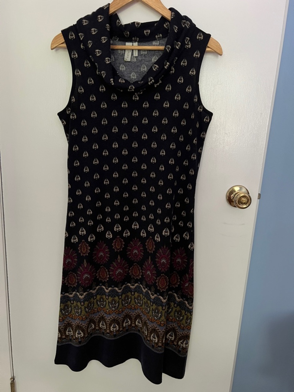 Sahalie Sleeveless Cowl Neck Printed Midi Dress size Small